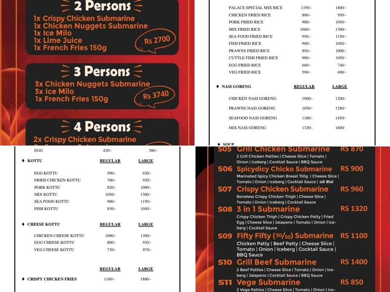 Sandwich Palace Menu