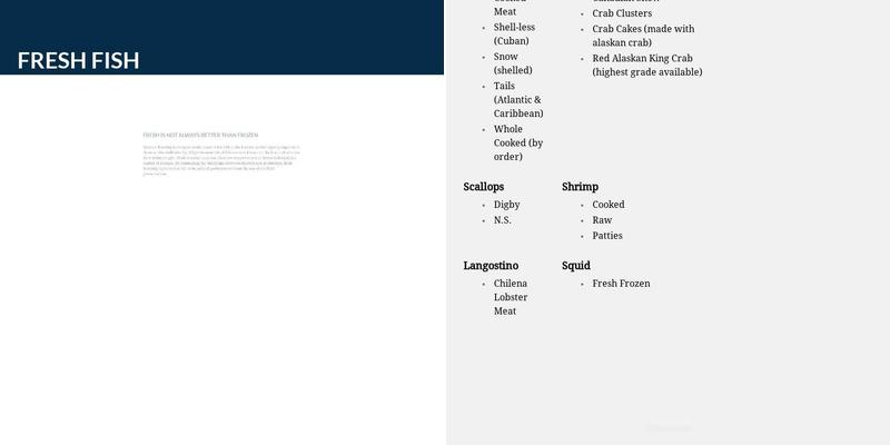 Gaudet's Seafood Fresh & Frozen Menu