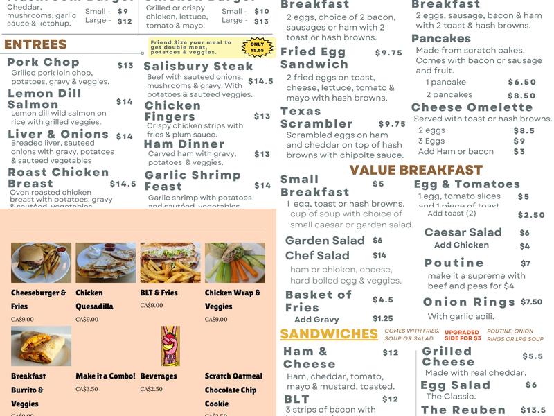 Friendly Food Co. Menu