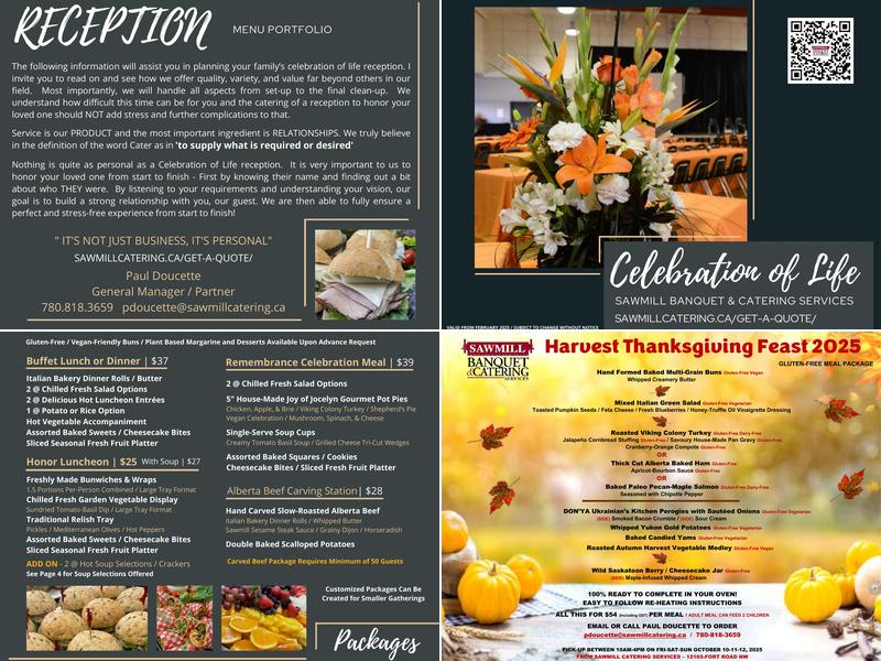Sawmill Banquet and Catering Services Menu