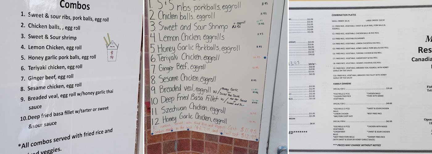 Minh's Restaurant Menu