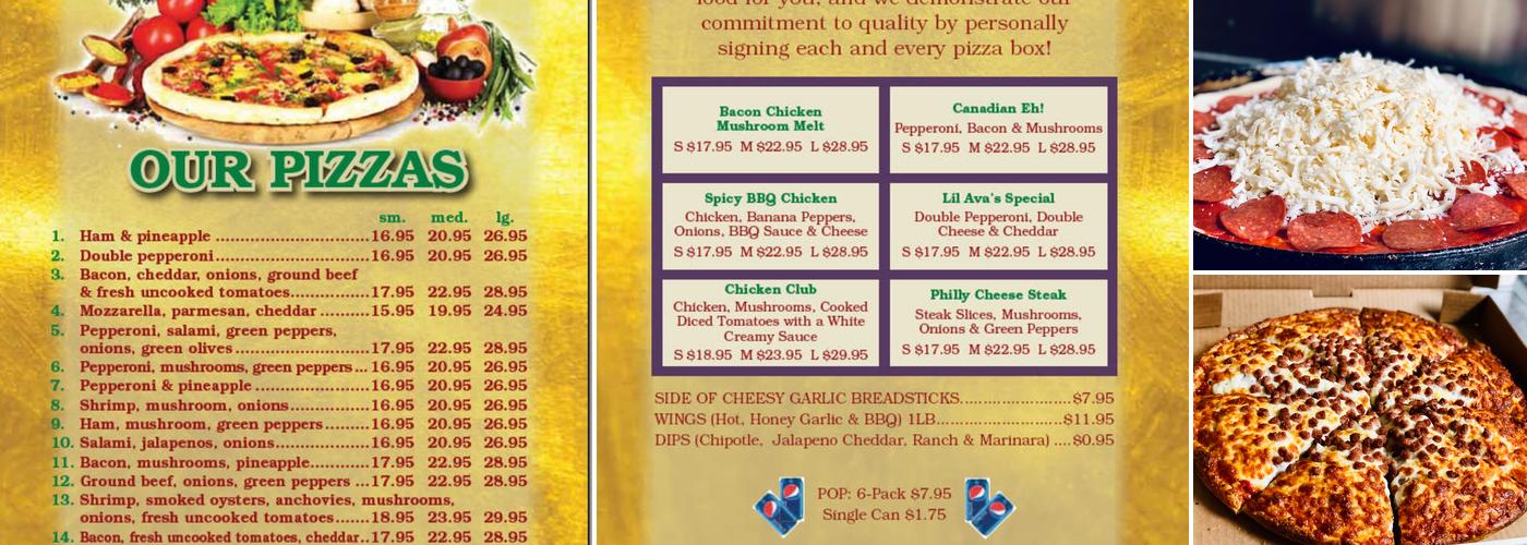 Lil AVA's Pizza Menu