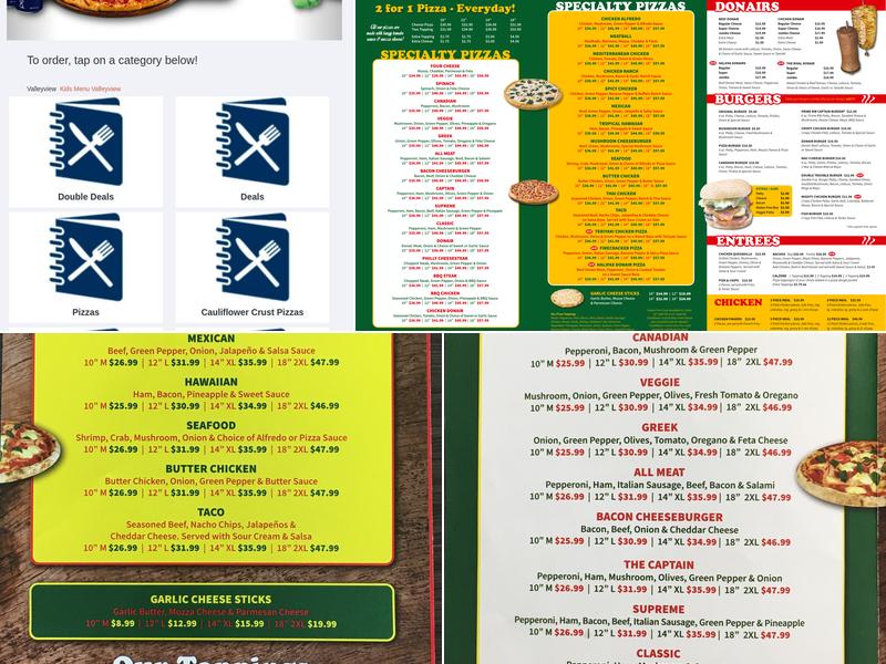 Captain Pizza Menu