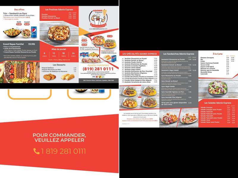 Adonis Express Shawarma et Grecque Menu