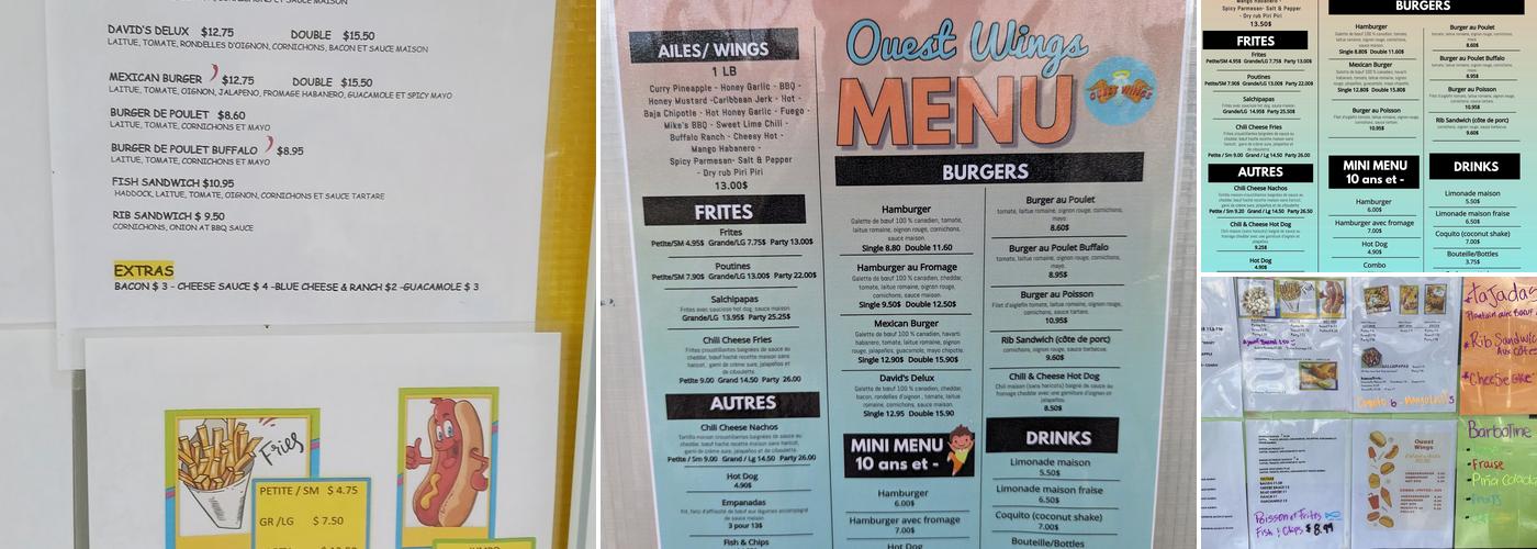 Ouest Wings Menu