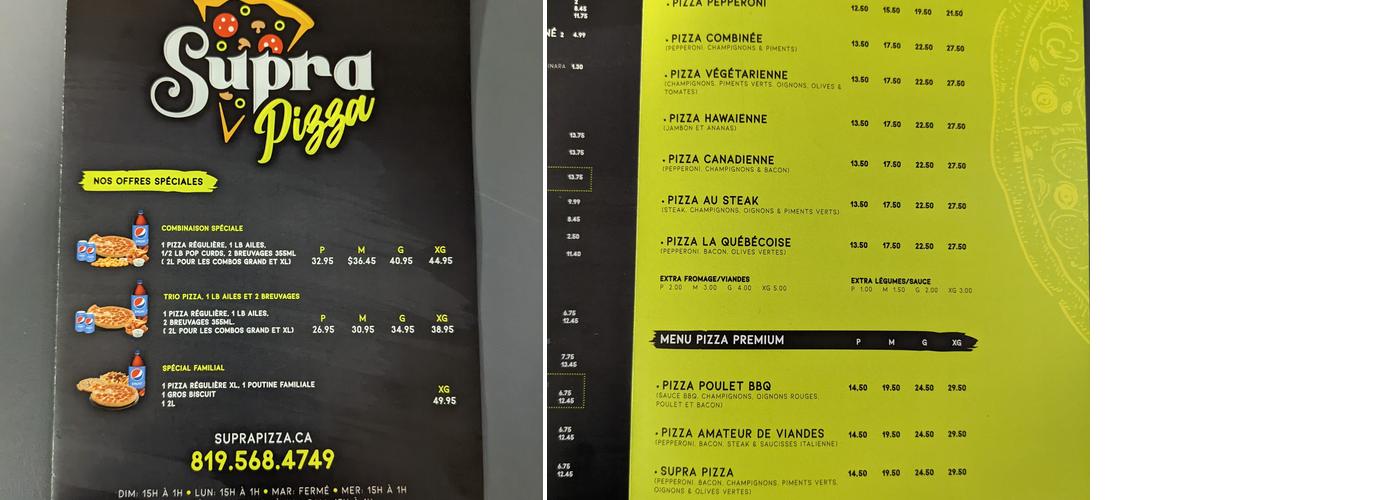 SupraPizza Menu