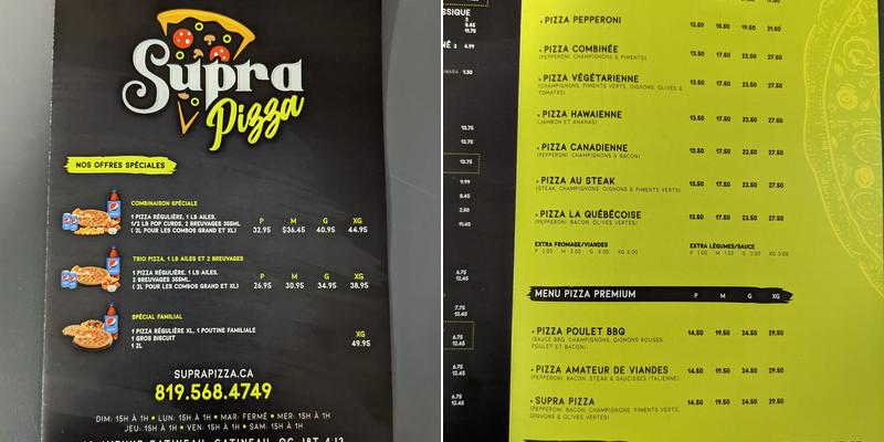 SupraPizza Menu
