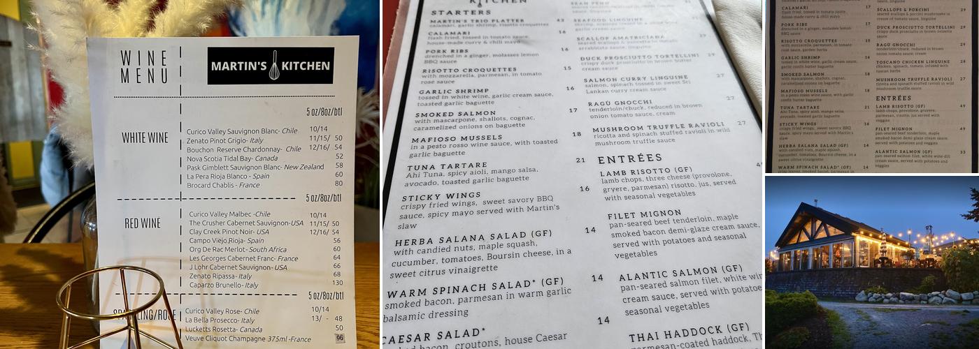 Martin's Kitchen Menu