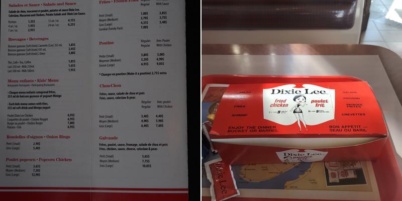 Dixie Lee Grande-Rivière Menu