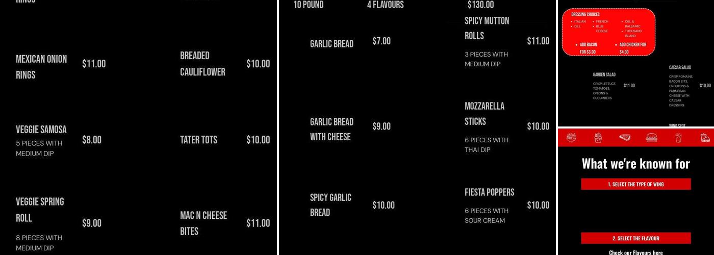 The Wing Spot - Guelph Menu