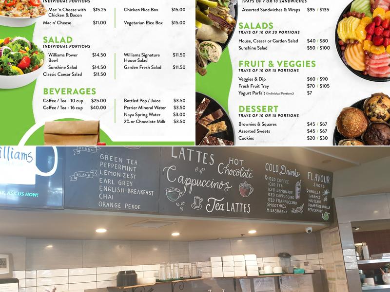 Williams Fresh Cafe, Stone Rd Mall, Guelph Menu