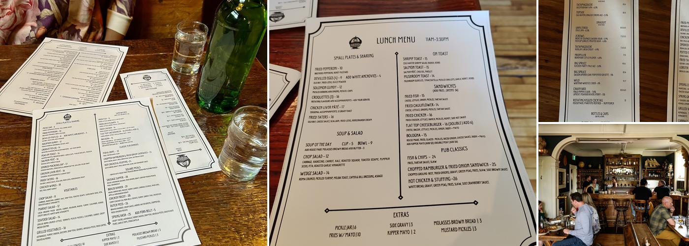 The Narrows Public House Menu