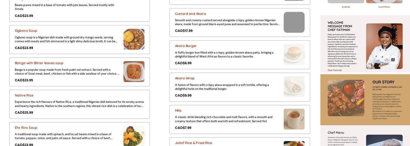 Efty Dishes Restaurant Menu