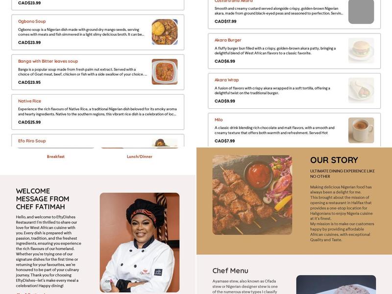 Efty Dishes Restaurant Menu