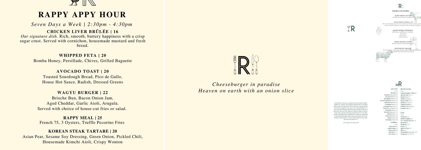 Rapscallion and Co. Menu