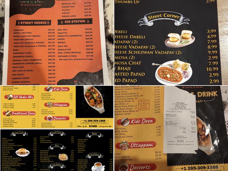 Indian Spice Menu