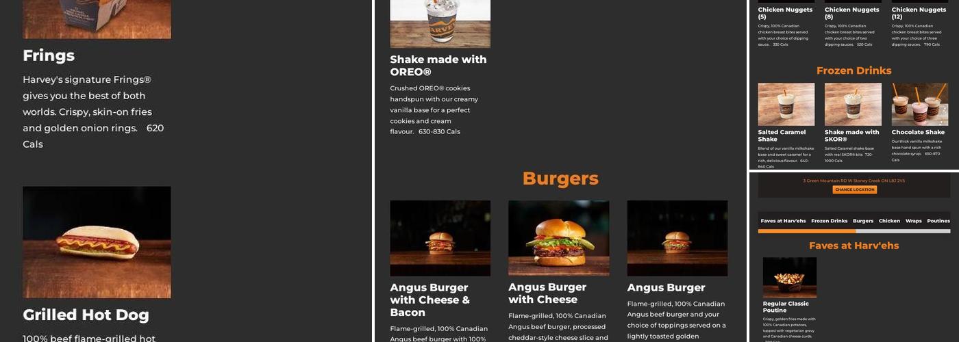 Harvey's Menu