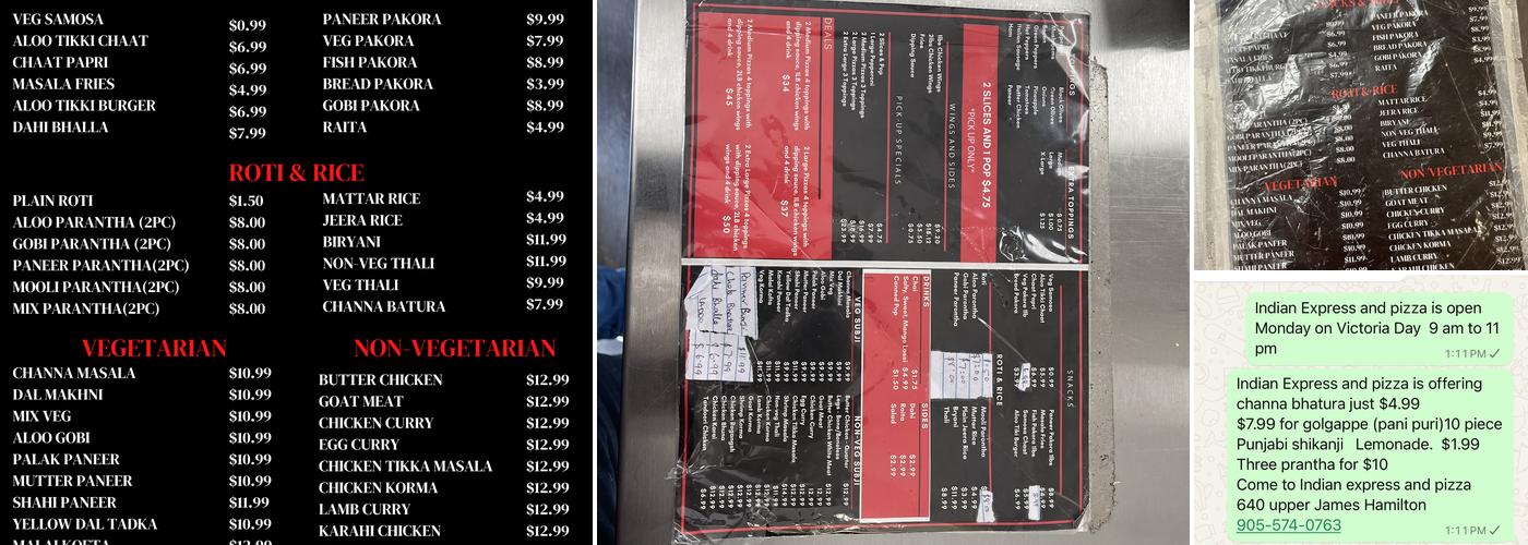 Indian Express Menu