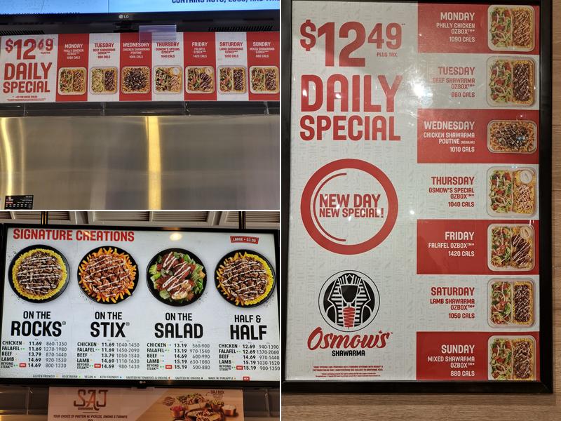 Osmow's Shawarma Menu