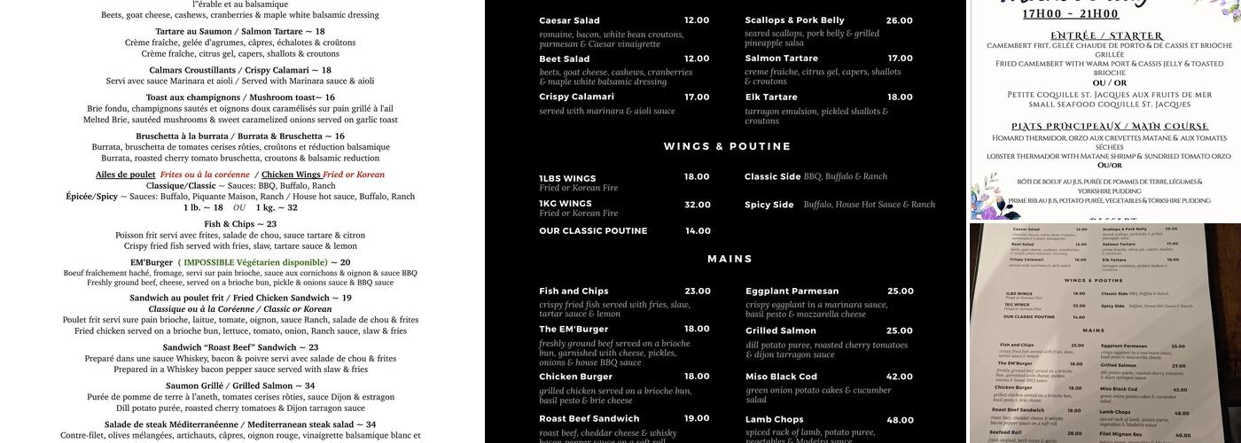 Embers Hudson Menu