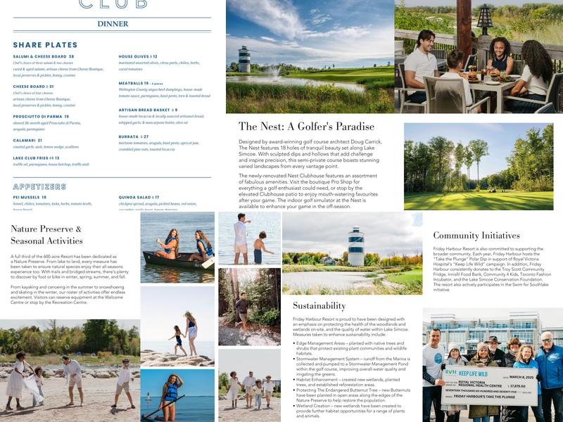 Lake Club Restaurant at Friday Harbour Menu