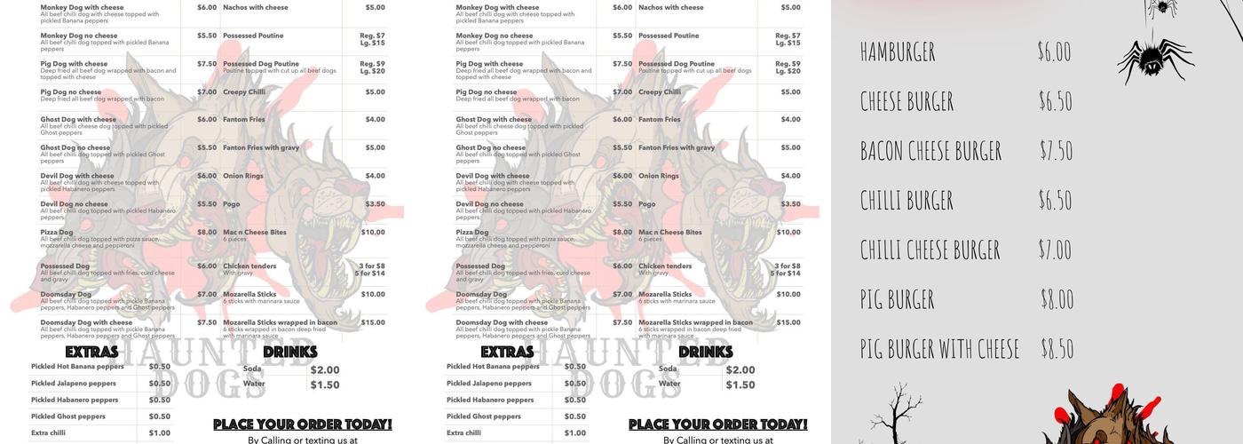 Haunted Dogs Menu