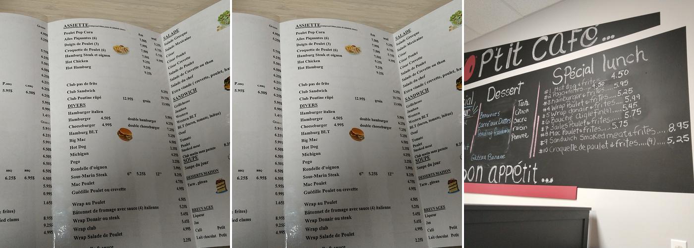Au P'tit Café Menu