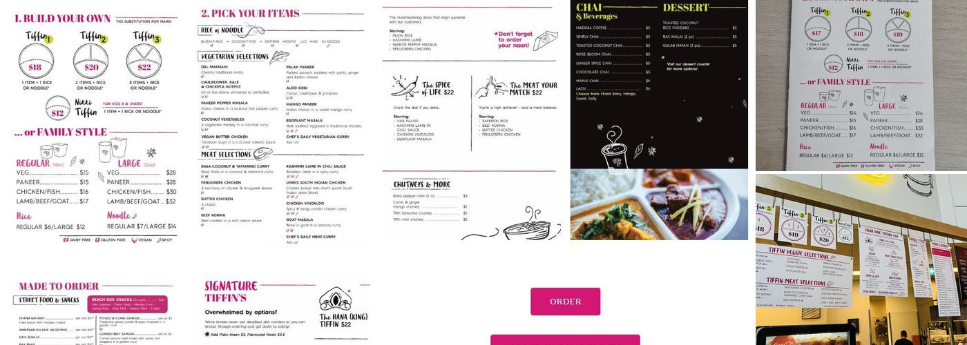 Tiffin India's Fresh Kitchen Menu