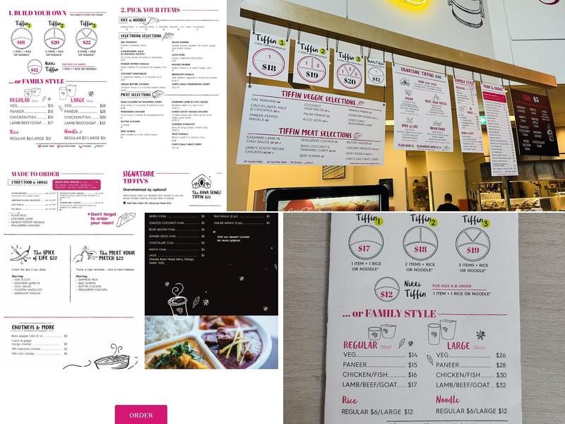 Tiffin India's Fresh Kitchen Menu