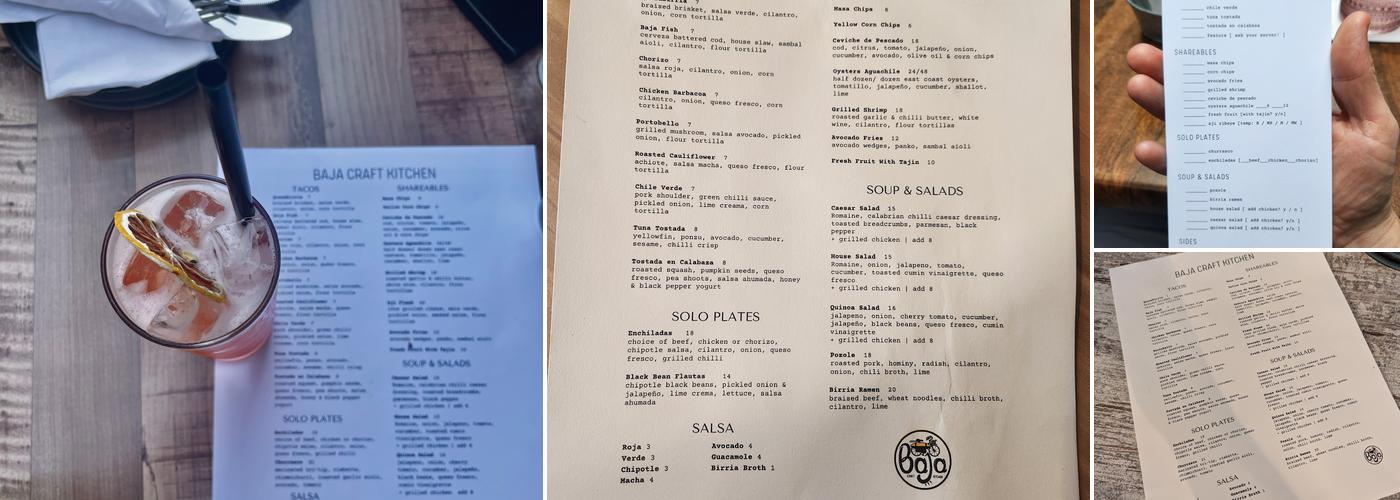 Baja Craft Kitchen Menu