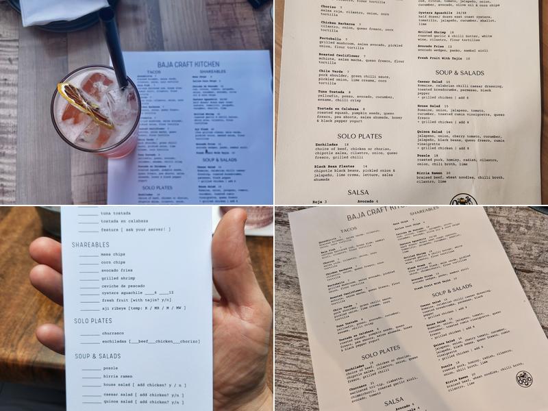 Baja Craft Kitchen Menu