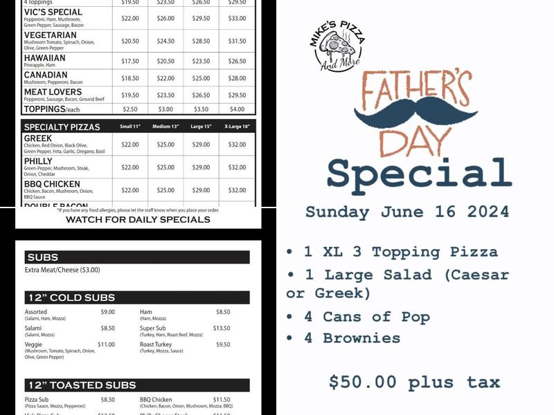Mike's Pizza and More Menu