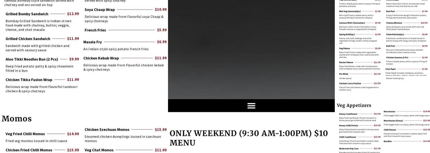 Curry Square Menu
