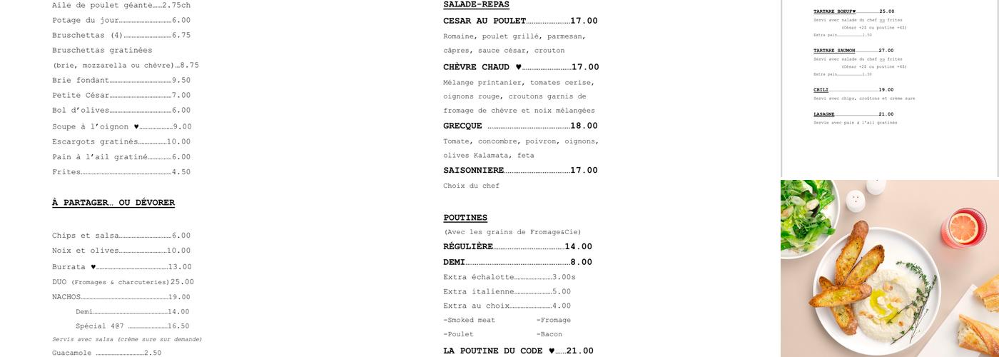 Le Pub Menu