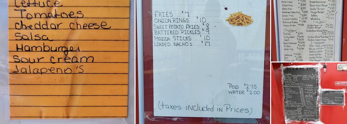 Ocean view takeout Menu