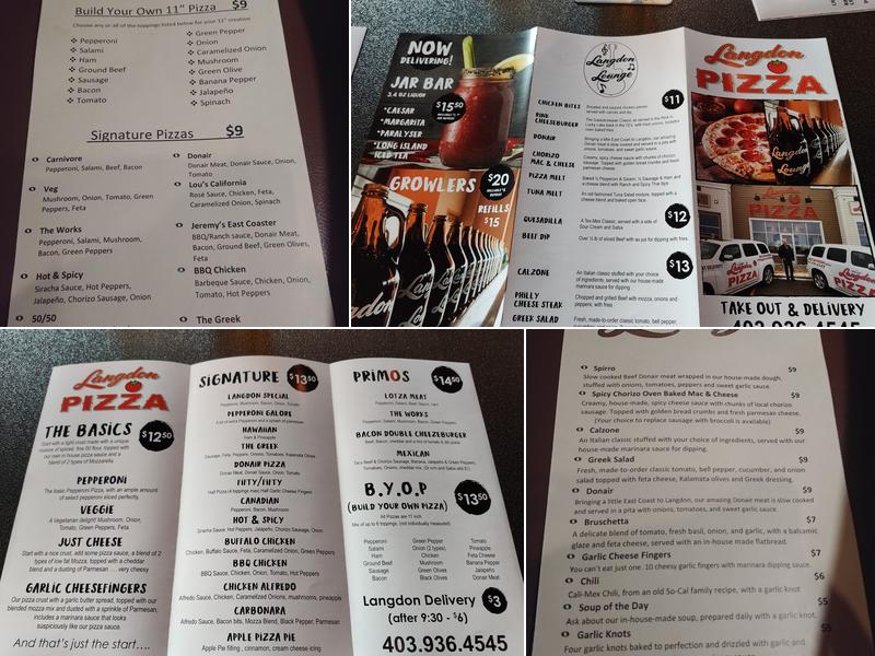 Langdon Lounge Menu