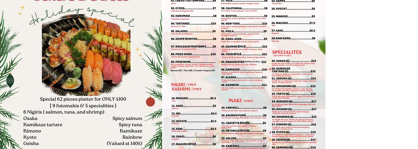 Jima Sushi Menu
