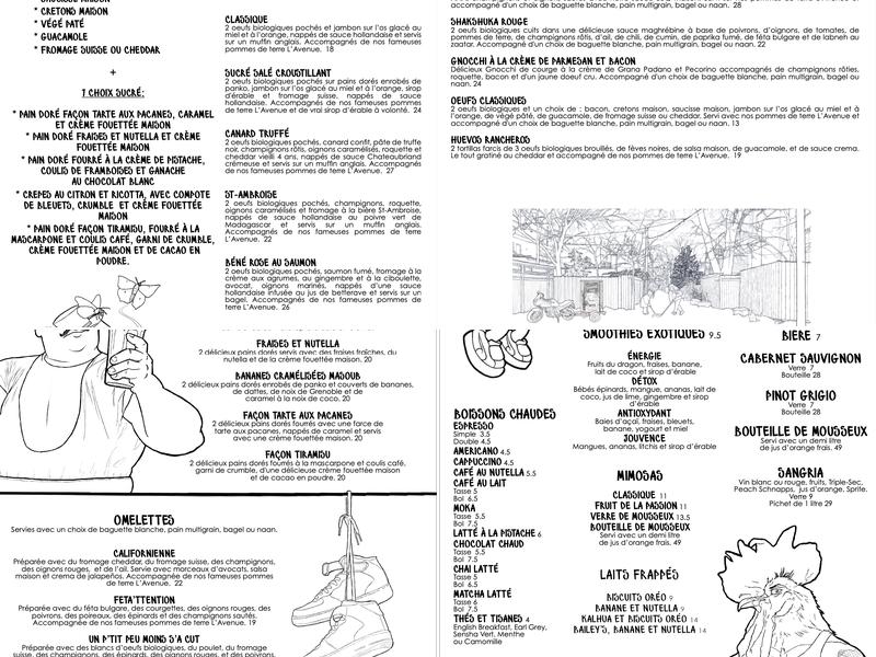 Restaurant L'Avenue Laval Menu