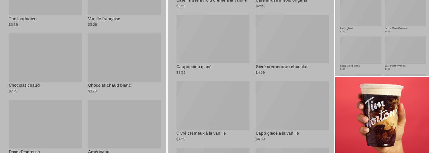 Tim Hortons Menu