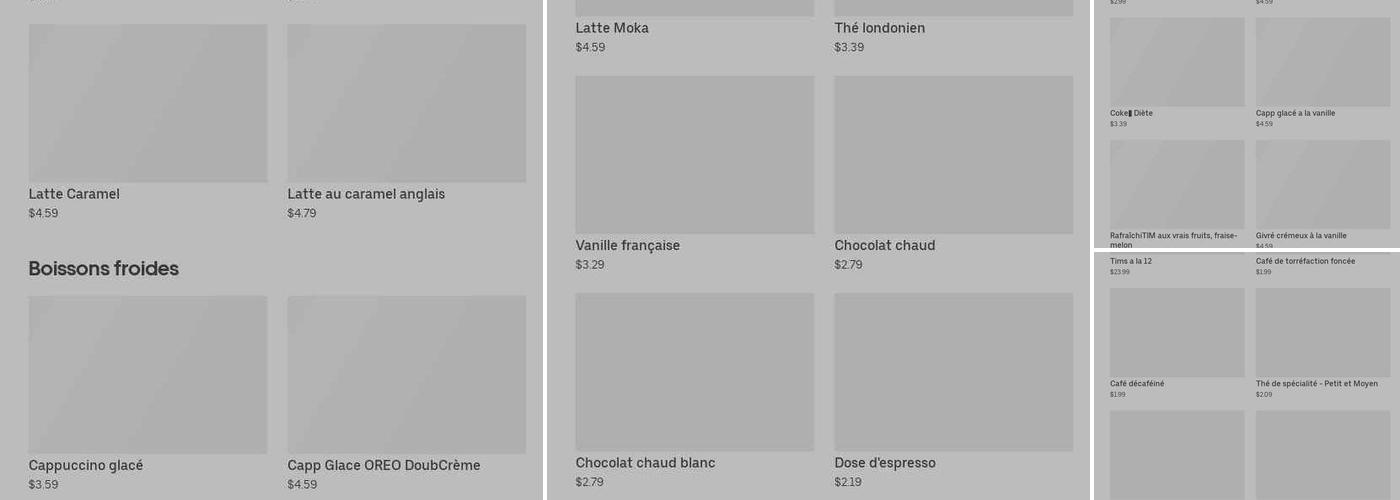 Tim Hortons Menu