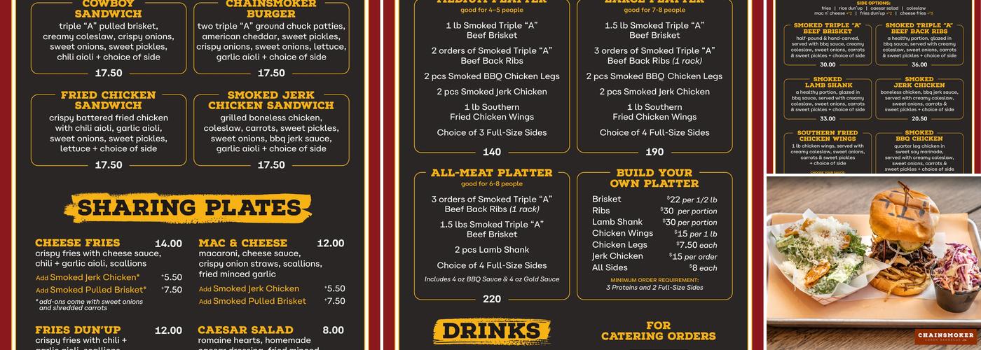 Chainsmoker Urban Halal Barbecue Menu