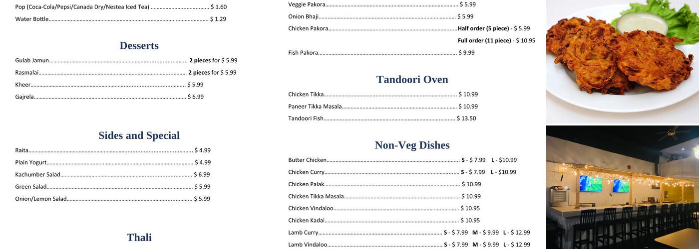 Indian Bites Menu