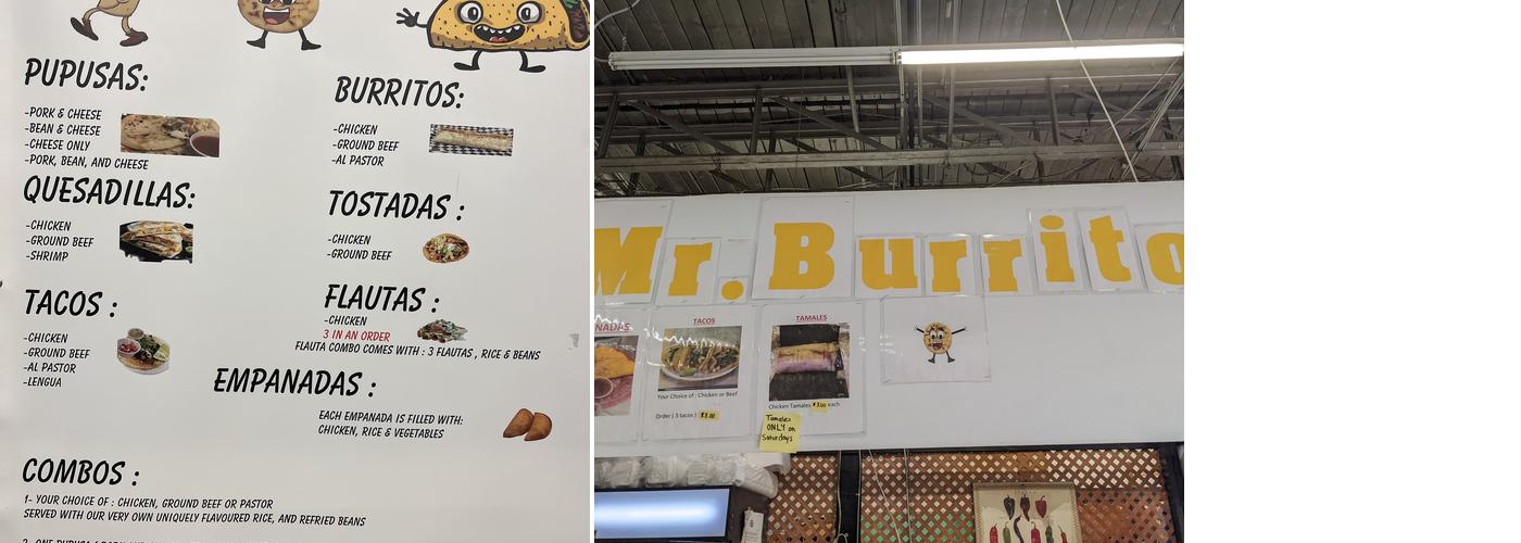 Mr. Burrito Menu