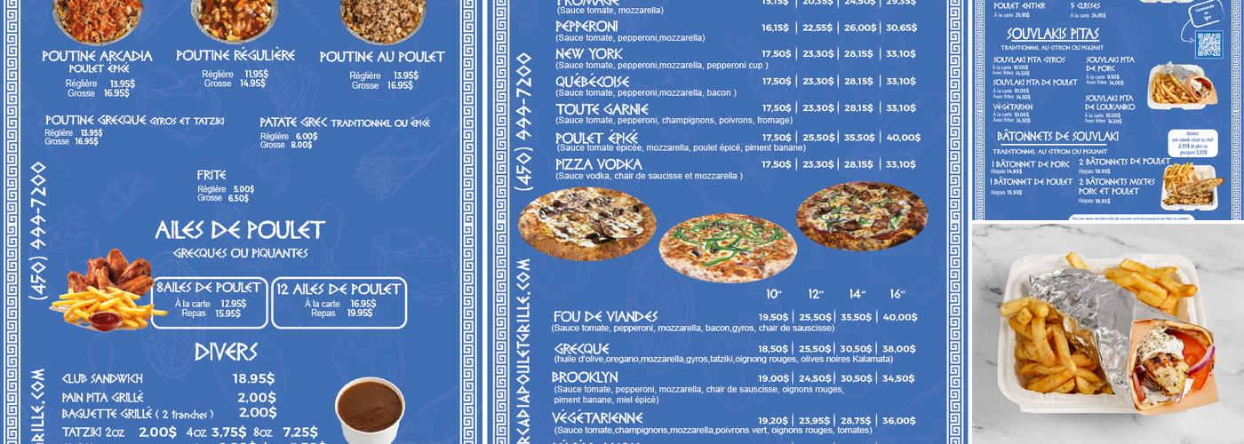 Arcadia Poulet Grillé Menu