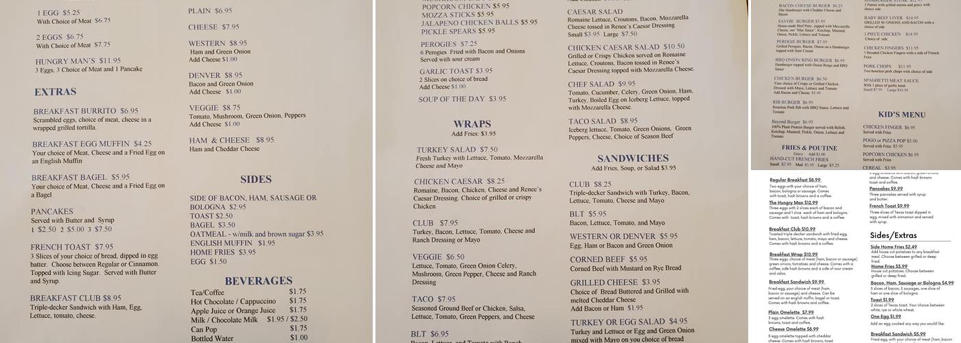 The Diner Menu