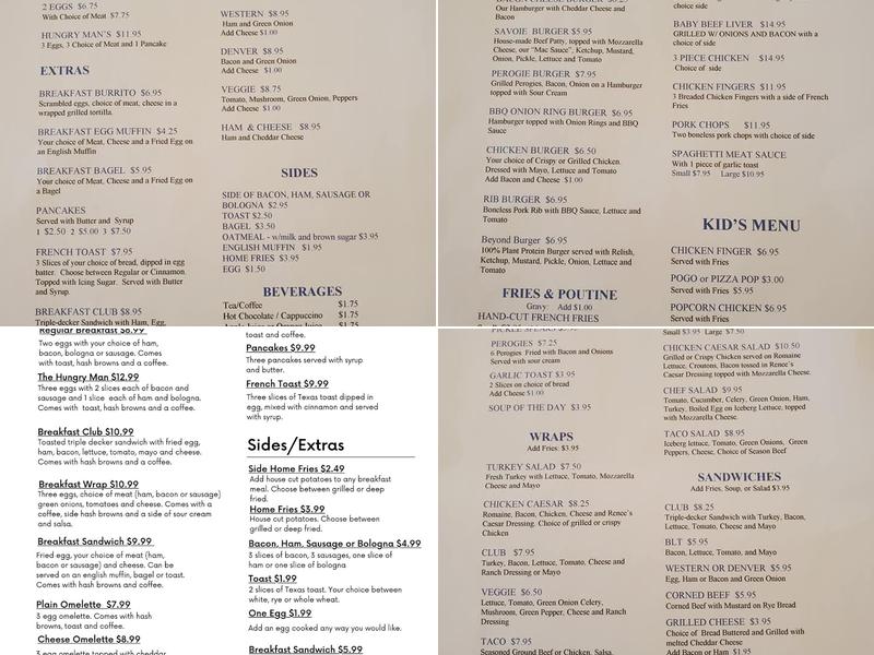 The Diner Menu