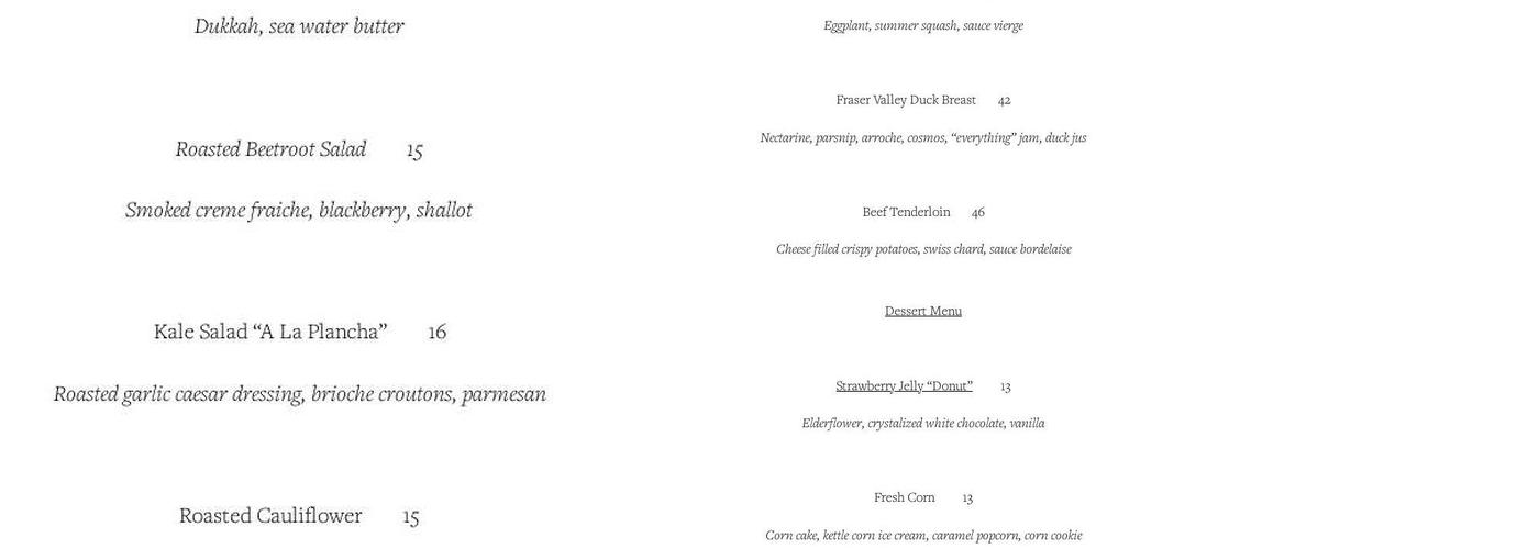 Sunflower Cafe Menu