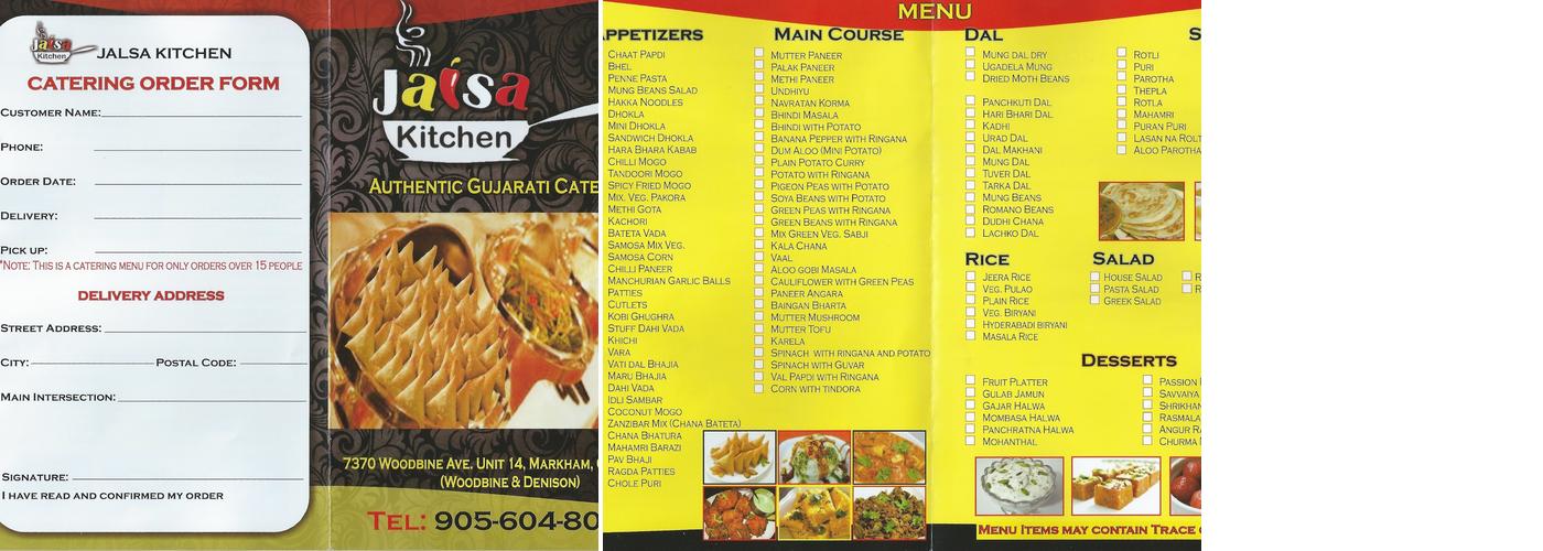Jalsa Kitchen Menu