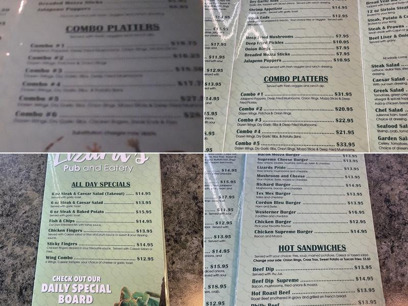 Lizard's Pub & Eatery Menu