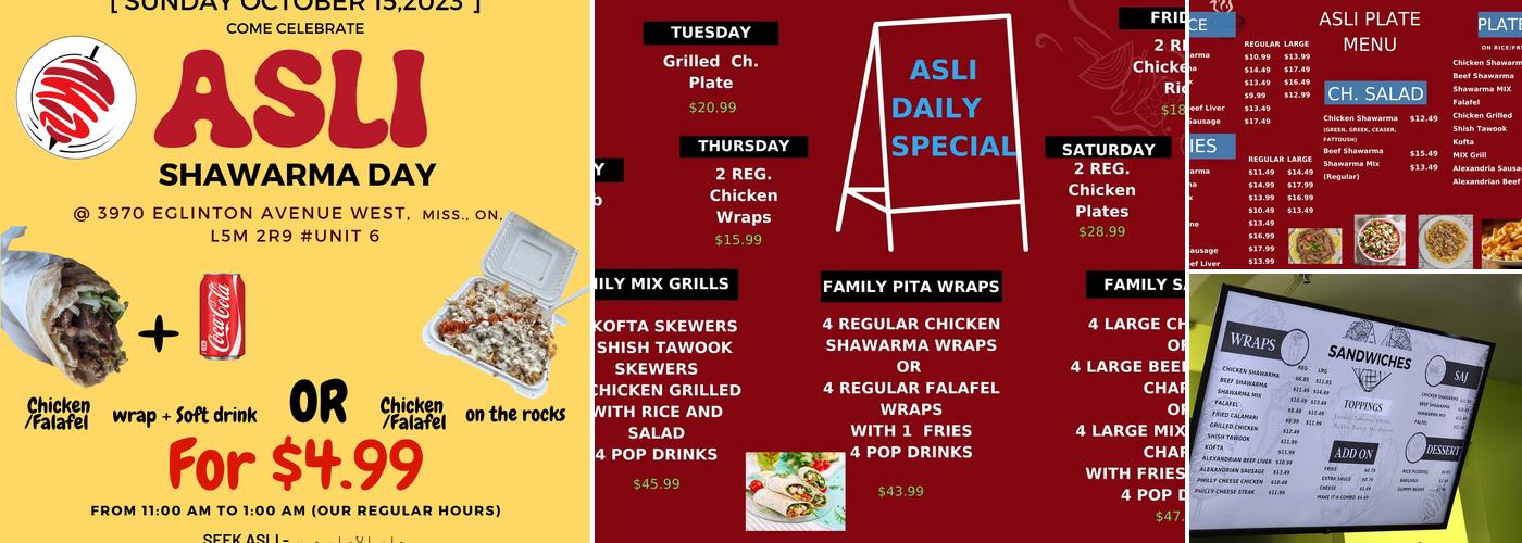 Asli Shawarma Menu